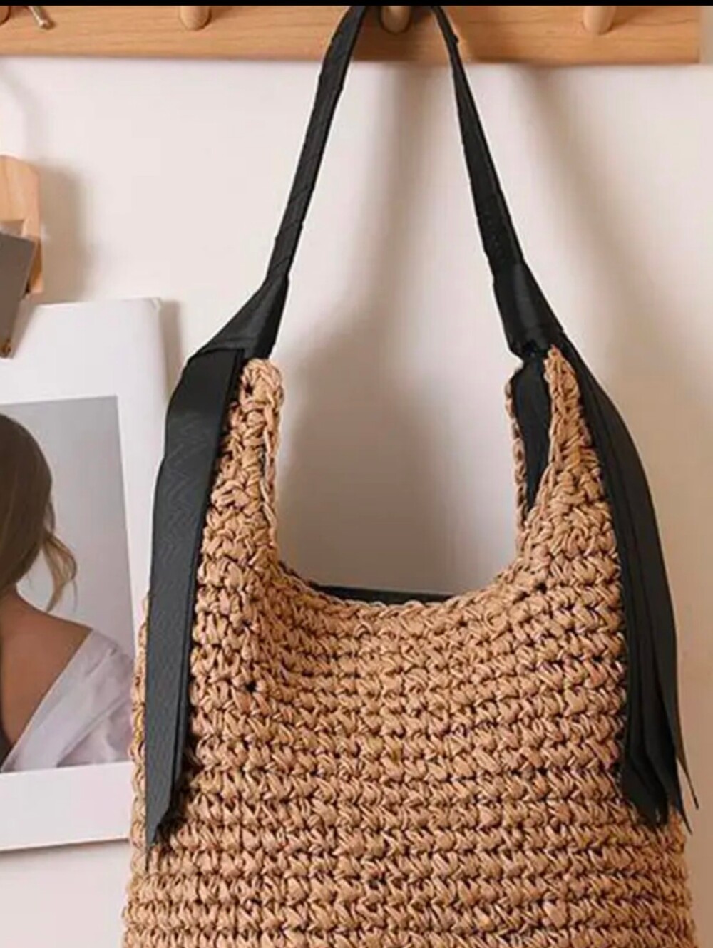 NWT Woven Bucket Bag In Black
